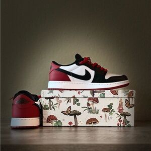 Nike Air Jordan 1 Low OG GS Size 7Y Black Toe Black White Red CZ0858-106